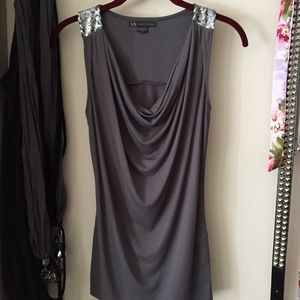 Armani Exchange cowl neck drape tank